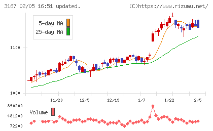 ＴＯＫＡＩホールディングスチャート