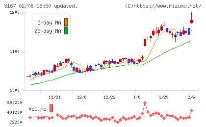 ＴＯＫＡＩホールディングスチャート