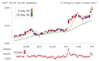 ＴＯＫＡＩホールディングスチャート
