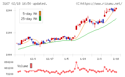 ＴＯＫＡＩホールディングスチャート