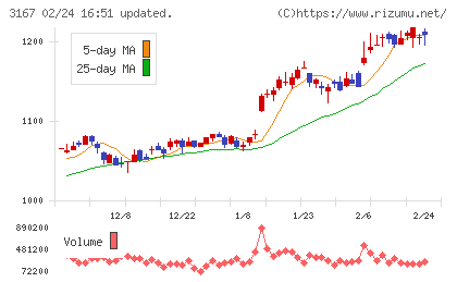 ＴＯＫＡＩホールディングスチャート