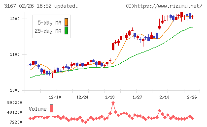 ＴＯＫＡＩホールディングスチャート