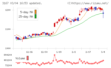 ＴＯＫＡＩホールディングスチャート