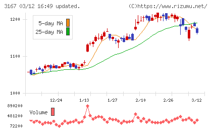 ＴＯＫＡＩホールディングスチャート