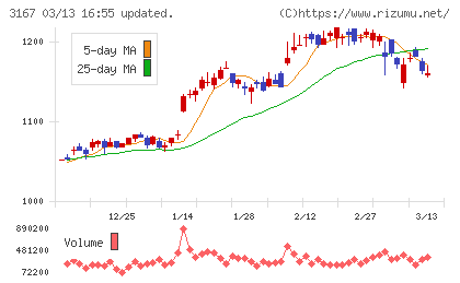 ＴＯＫＡＩホールディングスチャート