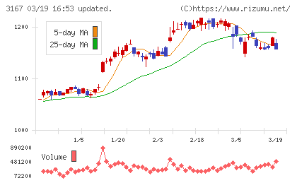 ＴＯＫＡＩホールディングスチャート