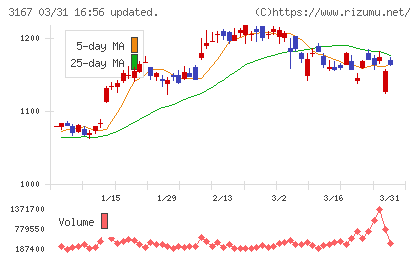ＴＯＫＡＩホールディングスチャート