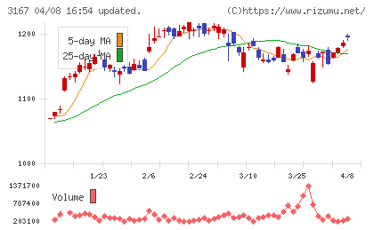 ＴＯＫＡＩホールディングスチャート