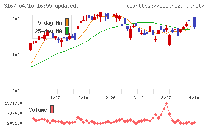 ＴＯＫＡＩホールディングスチャート